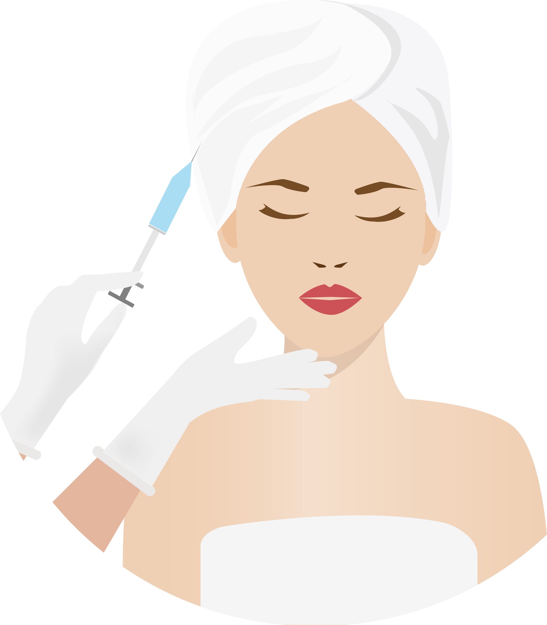 Doctor inject filler botox to young woman face